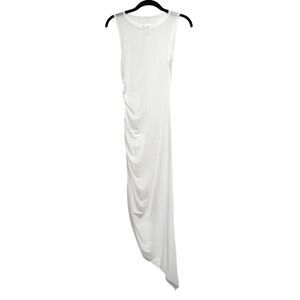 I.AM.GIA White Asymmetric Side Ruched Sleeveless Size Small Y2K Midi Sheer Dress